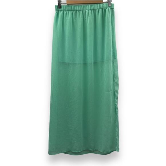 Express Light Blue Aqua‎ Sheer Overlay Pull-On Maxi Skirt Size S - Picture 1 of 8